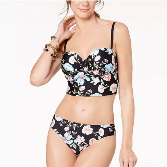 Kenneth Cole Reaction Black Multi Jardin Printed Bikini Bottoms - Picture 9 of 10